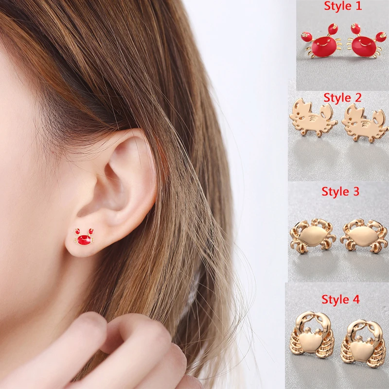

Chandler Chic New Crab Earrings Enamel Women Daily Ear Jewelry Accessories Cancer Zodiac Party Gift Bijoux Brincos Pendientes