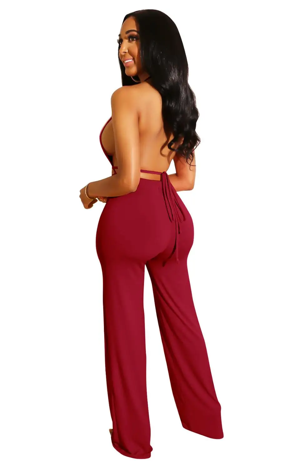 Sexy Backless Lace Up Jumpsuit Women Casaul Bandage Solid Long Pants Overalls For Women Vintage Halter Rompers Women Jumpsuit Sexy Backless Lace Up Jumpsuit Women Casaul Bandage Solid Long Pants Overalls For Women Vintage Halter Rompers Women Jumpsuit