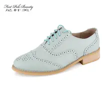 Ретро Оксфорд обувь для Для женщин натуральная женская кожаная обувь на шнуровке Туфли-оксфорды на плоской подошве для женщин; Большие размеры 13 14