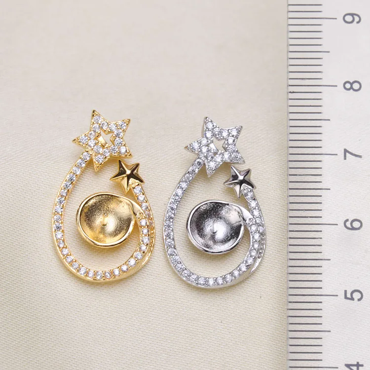 

925 Sterling Silver Pearl Pendant Popular Necklace Pendant Setting Findings Jewelry Parts Fittings Women Accessories