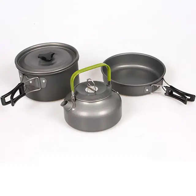 1set Aluminum High Quality Outdoor Cookware Set Picnic Cook 1set Aluminum High Quality Outdoor Cookware Set Picnic Cook Cooking Pot Teapot Fc28