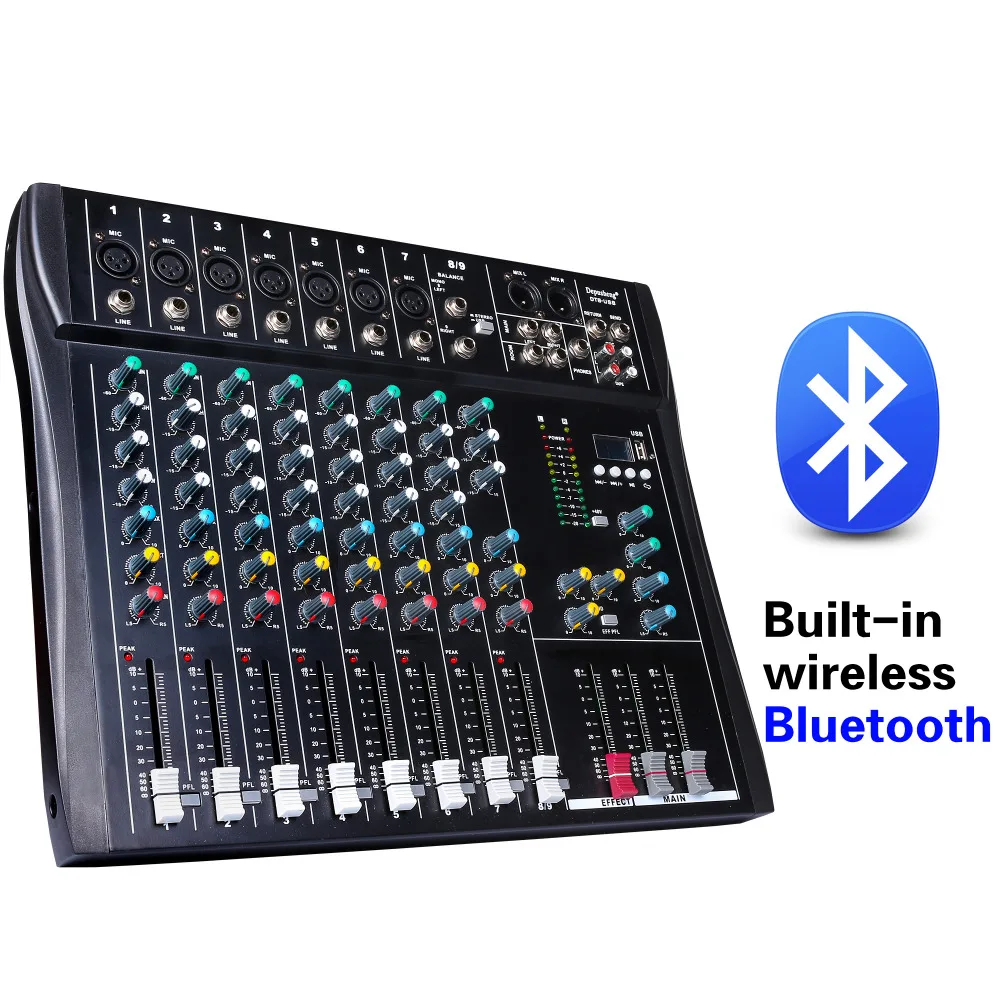 Бесплатная доставка Профессиональный 8-канальный DJmixer консоль 48В фантомный