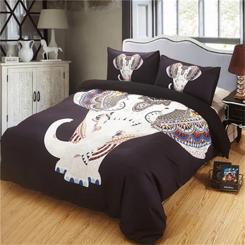 

Bohemian Bedding Set CN Queen 3-Piece Microfiber Bedding Exotic Elephant Mandala Quilt Sets Paisley Indian Lotus Flower Bedding