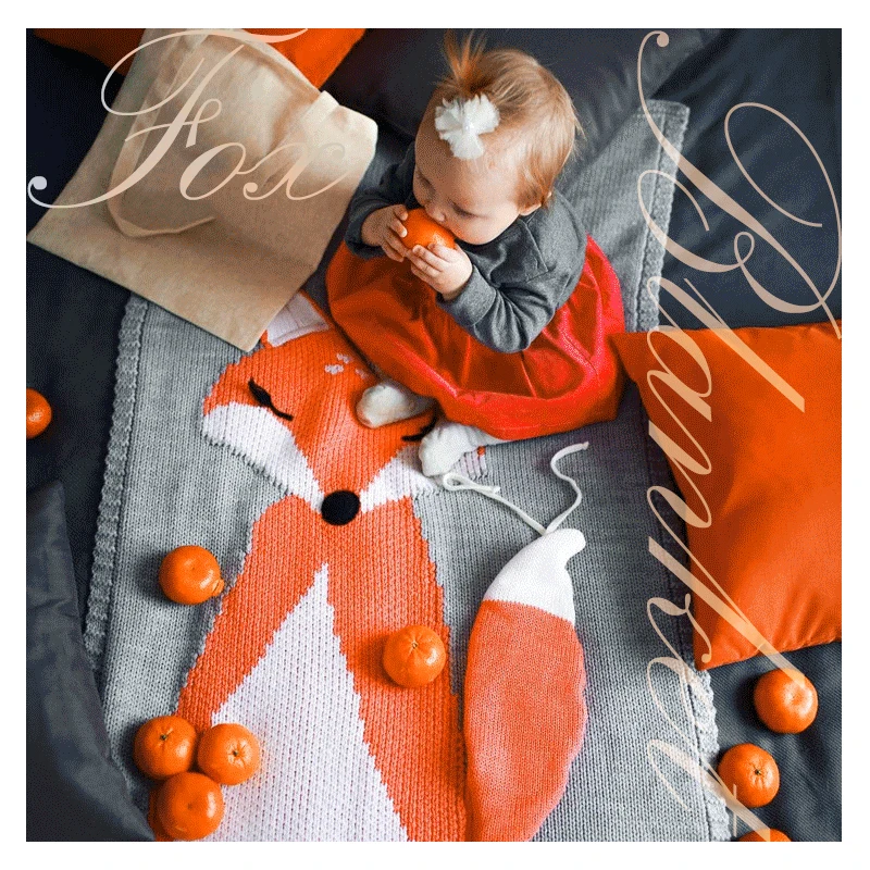 

New IN Fox Baby Blankets Newborn Swaddle Wraps Bath Towel Baby Soft Warm Wool Sleeping Blanket Swaddling Bedding Beach Towels