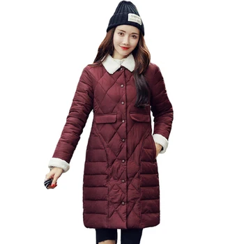

Breasted Buttons 2019 Women Winter Jacket Turn-down Collar Female Long Padded Coat Autumn Parka Ladies