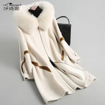 

Winter 100% Wool Coat Real Fox Fur Collar Hooded Coats Women Clothes 2018 New Vintage Autumn Overcoat Abrigo Mujer 18114 ZL446