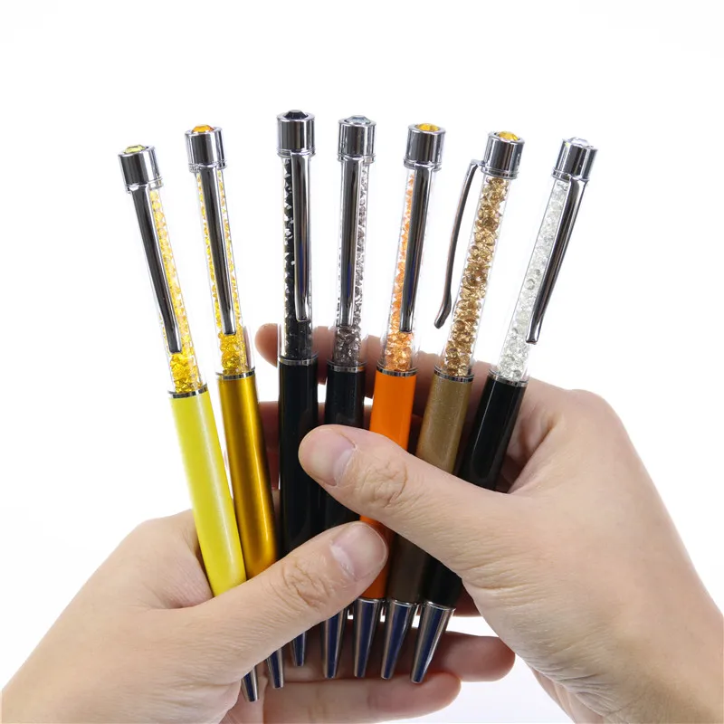 

1 Pcs 7 Colors Oily Black Refill 0.7 mm Beautiful Creative Crystal Pen Diamond Ballpoint Pens Stationery Ballpen Supplies