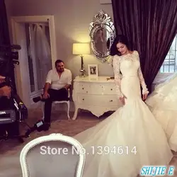 2019 винтажные Свадебные платья русалки с кружевным лифом и длинными рукавами