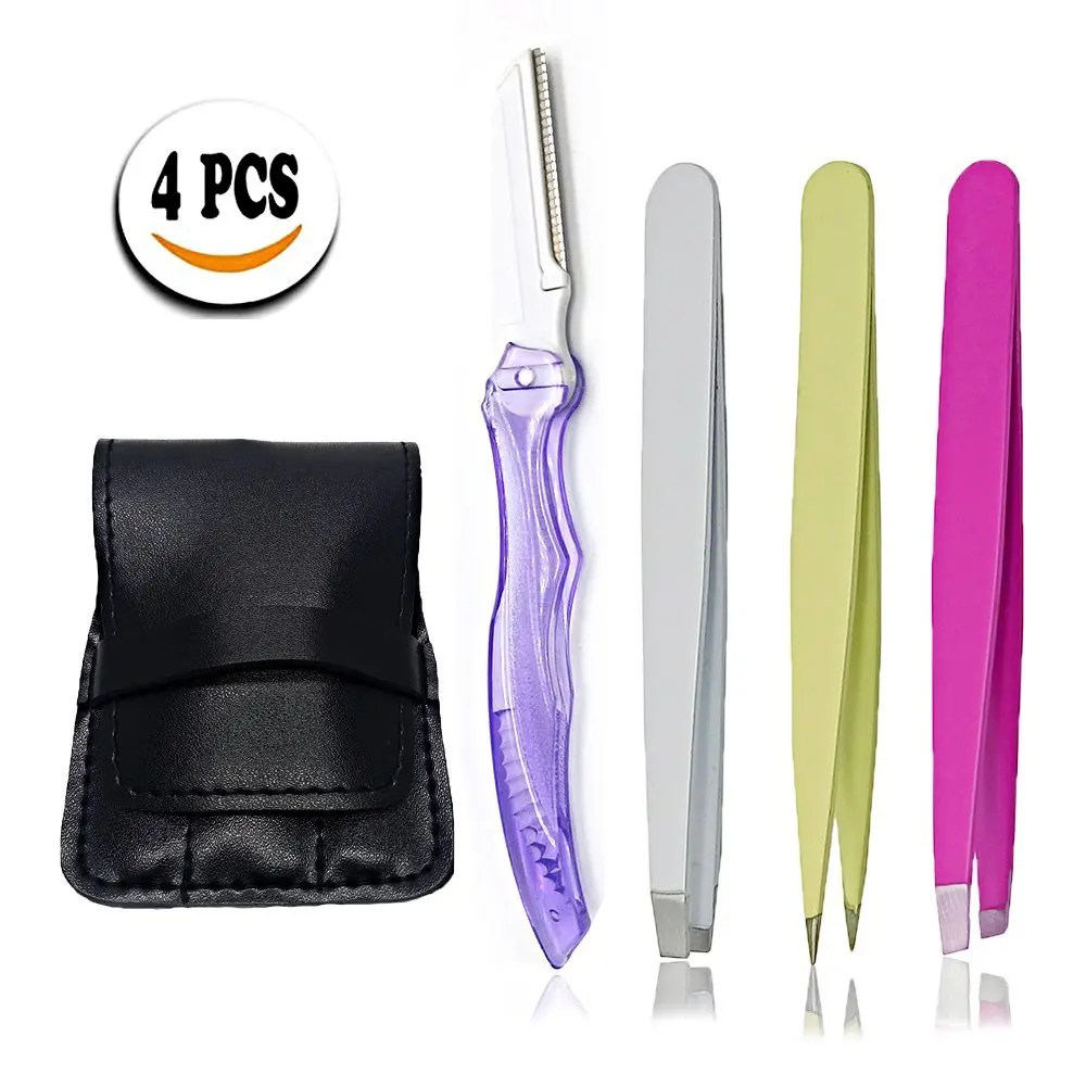 Buy 4pcs Pro Makeup Eyebrow Tweezers Stainless Steel