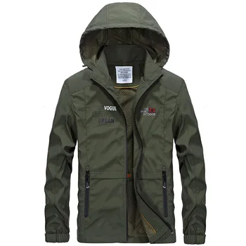 

Autumn Hooded Jacket Men Military Casual Loose Coat Male Thin Mesh Liner Breathable Mens Jackets Quick Dry Windbreaker Outwear