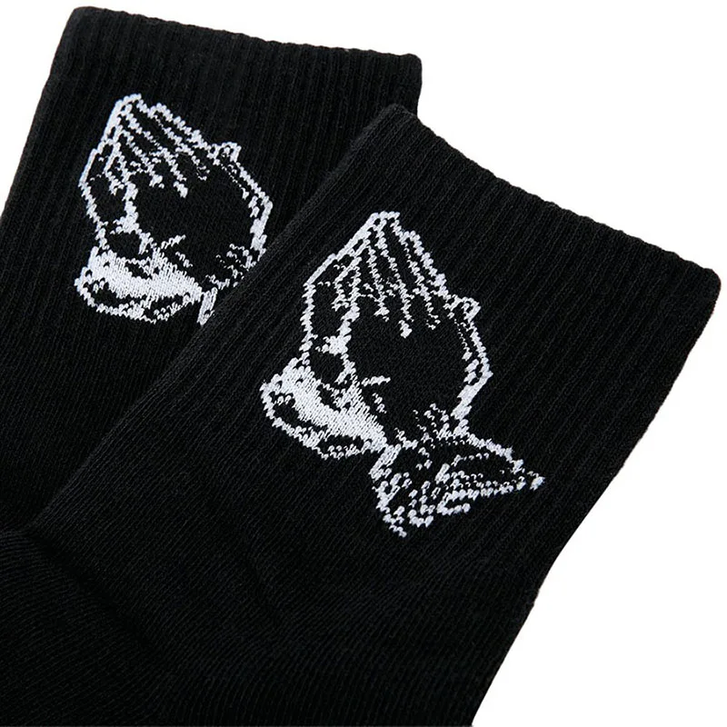 Харадзюку модные брендовые мужские и женские хлопковые носки Молящиеся руки Мерси хип-хоп скейтборд унисекс однотонные удобные и дышащие носки