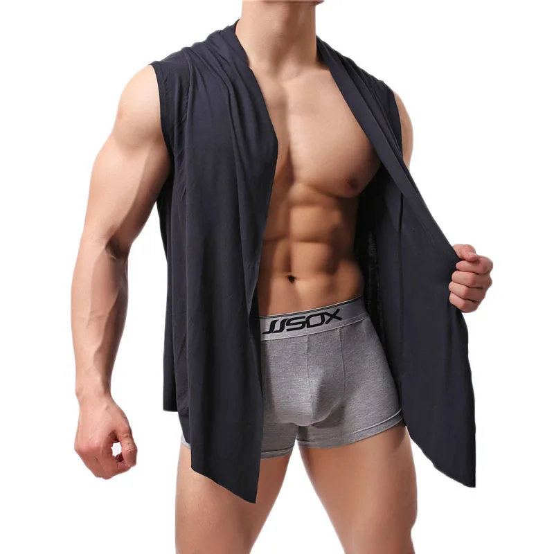 مثير بارد الرجال معطف فانيلة المشكل المصارعة Singlets الملابس الداخلية لينة مشروط أكمام زي تحتية Homewear قمم