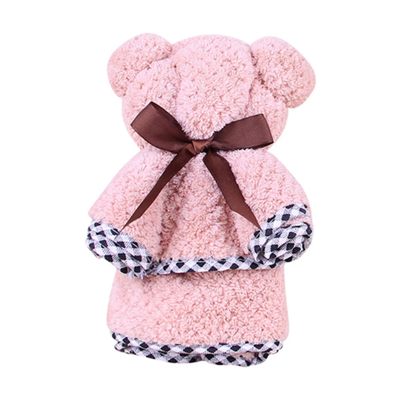 Быстросохнущие полотенца с изображением милого медведя в форме ананаса, дизайнерские полотенца, ультра-мягкие, длинные, впитывающие, сушильные, для ванной, домашний текстиль - Цвет: Pink