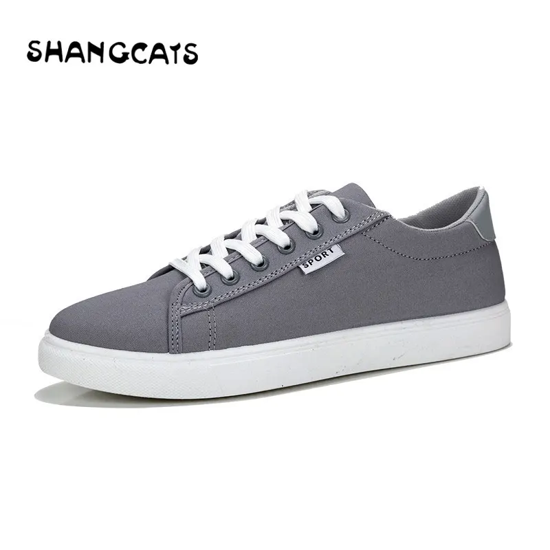 2018 Vulcanize shoes For Men fashion Men's Canvas Shoes Gray Black White zapatillas hombre deportiva Student Shoes Street Style