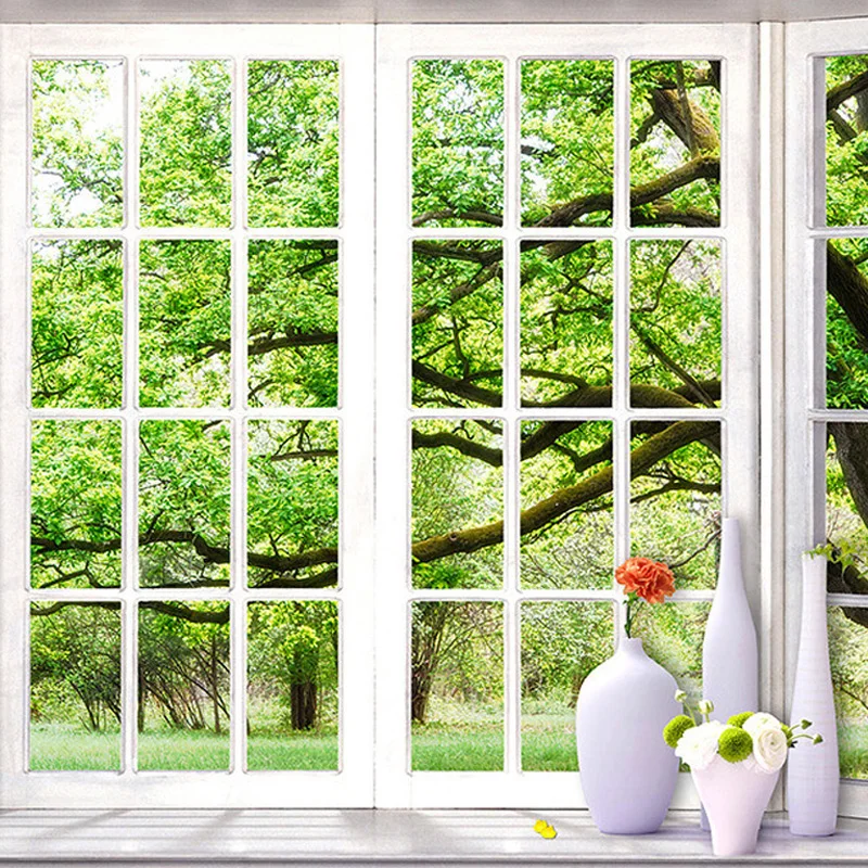 Custom Photo Wallpaper 3D Stereoscopic Green Windowsill Scenery Large Wall Murals Wall Painting Living Room Bedroom Wallpaper Custom Photo Wallpaper 3D Stereoscopic Green Windowsill Scenery Large Wall Murals Wall Painting Living Room Bedroom Wallpaper