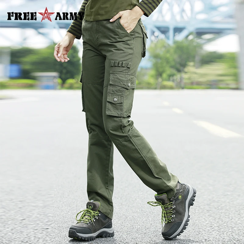 FreeArmy Brand Autumn Women's Cargo Pants With Pockets Loose Trousers Military Green Pants Female Capris Trousers Workwear Pants FreeArmy Brand Autumn Women's Cargo Pants With Pockets Loose Trousers Military Green Pants Female Capris Trousers Workwear Pants