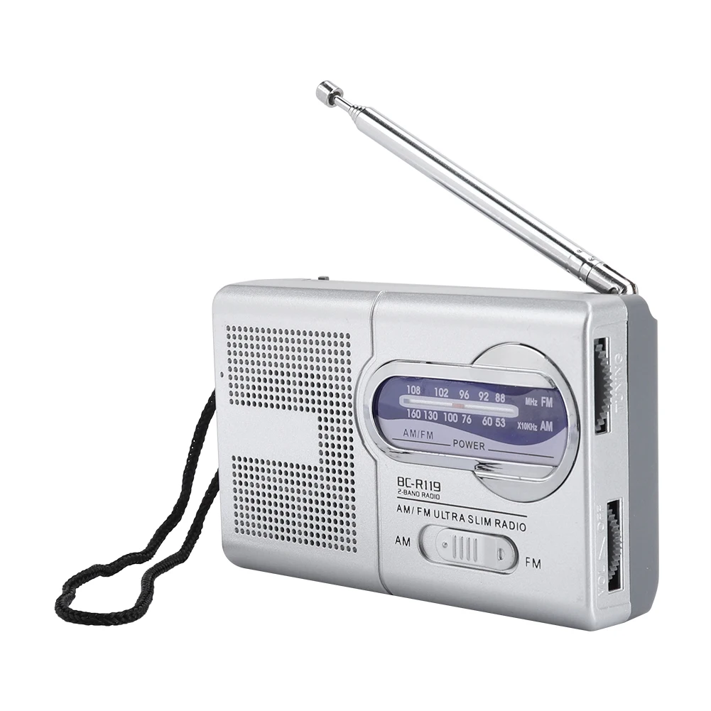 AM/FM старая мода радио Многофункциональный Мини карманный AM/FM BC-R119 радио Динамик Приемник телескопическая антенна