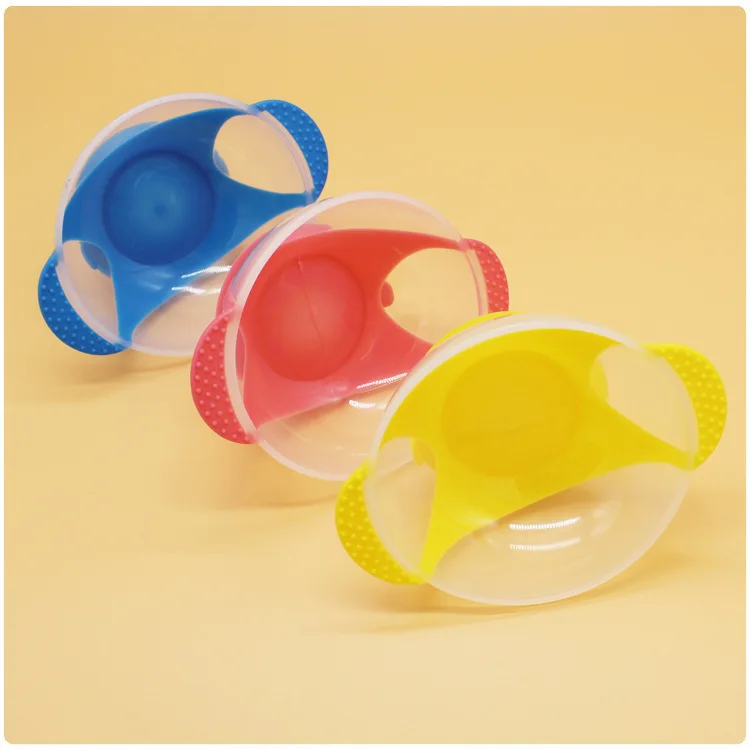 1Pc Baby Infant with Double Ear Shaped Handles Kids Children Training Spoon Bowl Set Antiskid Suction Cup Feeding Bowl Spoon