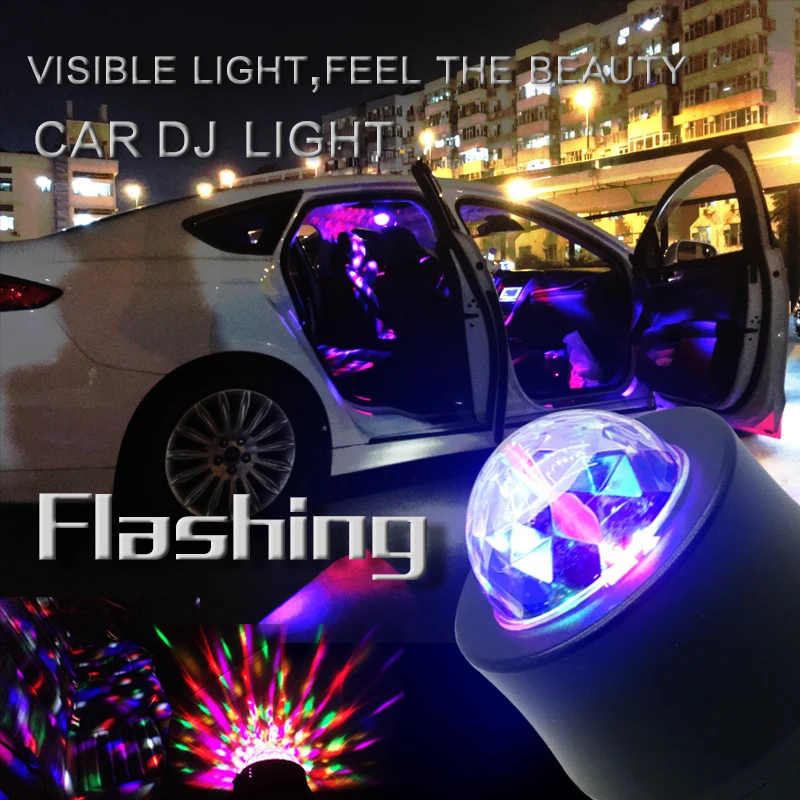 

Voiture DJ Lumiere LED Atmosphere Rotation Flash Multicolore Disco Ampoule lampe RGB Musique USB Pour Partie Decors Rythme Style