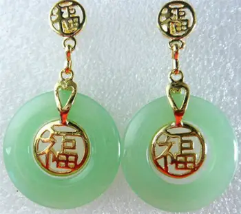 

NEW Natural Light Green stone Fortune Luck Earrings
