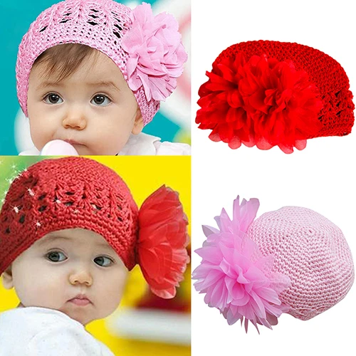 

2016 Top Quality Baby Toddler Beanie Hat Flower Hand Crochet Knit Cap Kids Girls Winter Warm 7FRK 7NTX