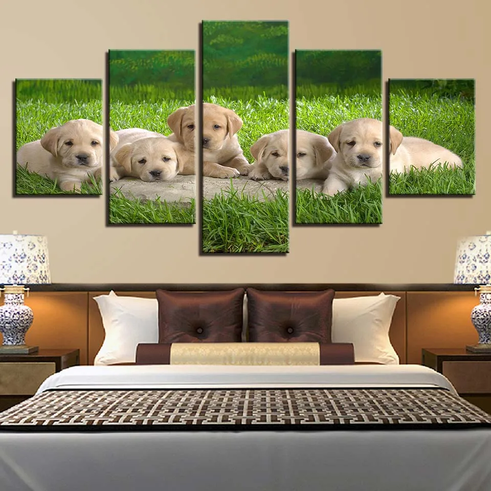 

Artwork Canvas Painting HD Prints Home Decoration 5 Pieces Pet Dog Wall Art Animal Living Room Modular Pictures Creative Poster
