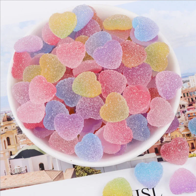 

Hot Sell Soft candy Heart-shaped DIY Fittings Cream Phone Case Ornament Refrigerator Stud Material Figurines DIY Accessories