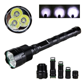 

3800 Lumen Flashlight XM-L 3x T6 LED Torch Light 5 Switch Modes Torch Only Lamp No Battery for Outdoor Fishing Camping Hunting