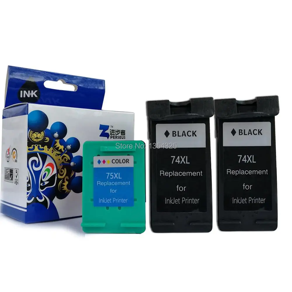 

PERSEUS Ink Cartridge For HP 74XL 75XL 74 75 Combo(2 Black,1 Color)High Capacity Compatible with HP InkJet Printer