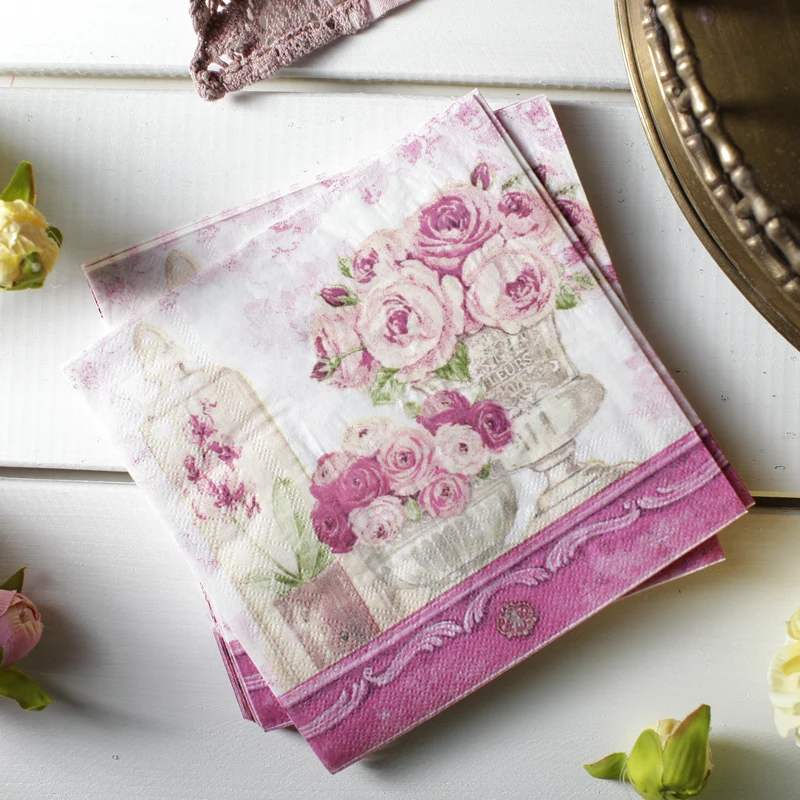 vintage decoupage paper napkin tissue pink flower vintage decoupage paper napkin tissue pink flower