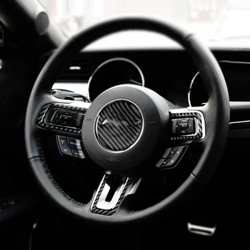 

3pcs Car Carbon Fiber Steering Wheel Button Strip Cover Sticker Trim For Ford Mustang 2015 2016 2017