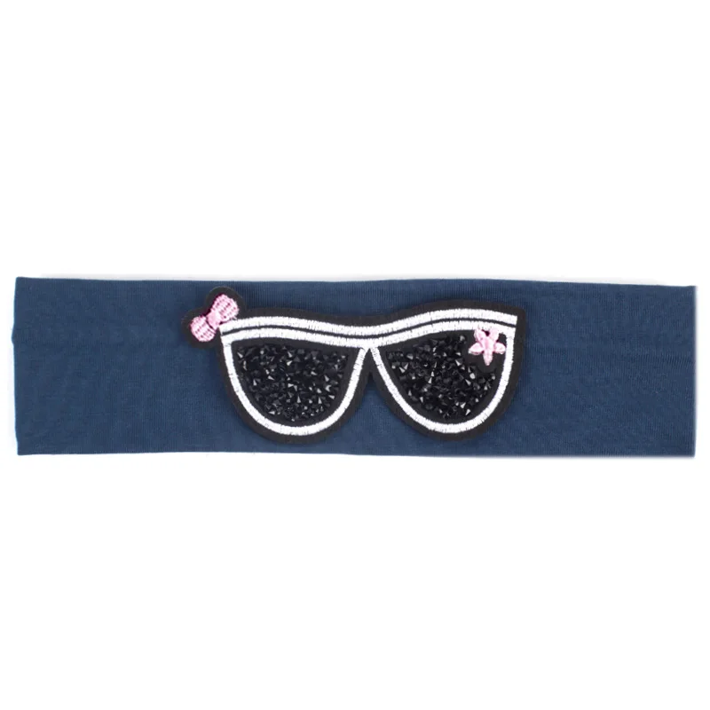 Geebro/детские солнцезащитные очки, повязка на голову, милые стразы, очки, гладкие повязки на голову для девочек, хлопковая головная эластичная повязка для малышей - Цвет: Black Navy