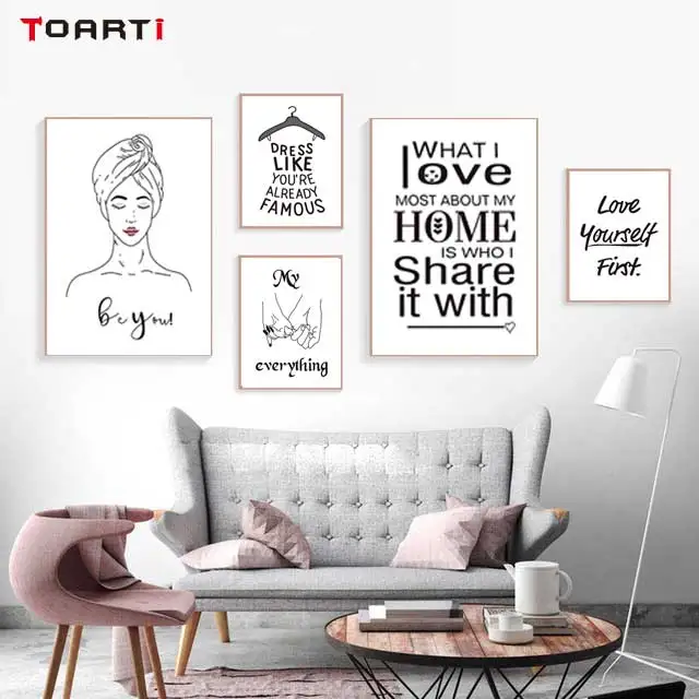 Love Yourself Wall Art Prints Modern Canvas Painting Girls Poster Dressing Room Home Decor Modular Wall Picture Murals Chart Painting Calligraphy Aliexpress