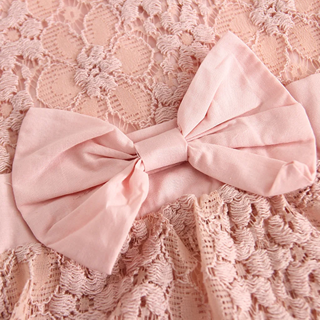 Toddler Baby Girl Summer Clothes Dress Sleeveless Bow Romper Princess Dress Cute Kids Lace Knee-Length Dress 2019