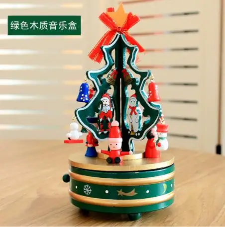 Рождественская деревянная музыкальная шкатулка Рождественская елка Креативный подарок карусель музыкальная шкатулка, размер 21x11 см - Цвет: 21x11cm