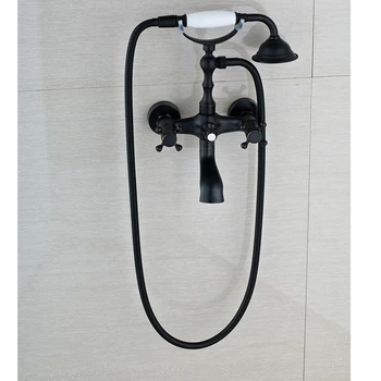 

Oil Rubbed Bronze Shower Faucet Mixer Spraryer Tap Wall Mounted Dual Handles NEW
