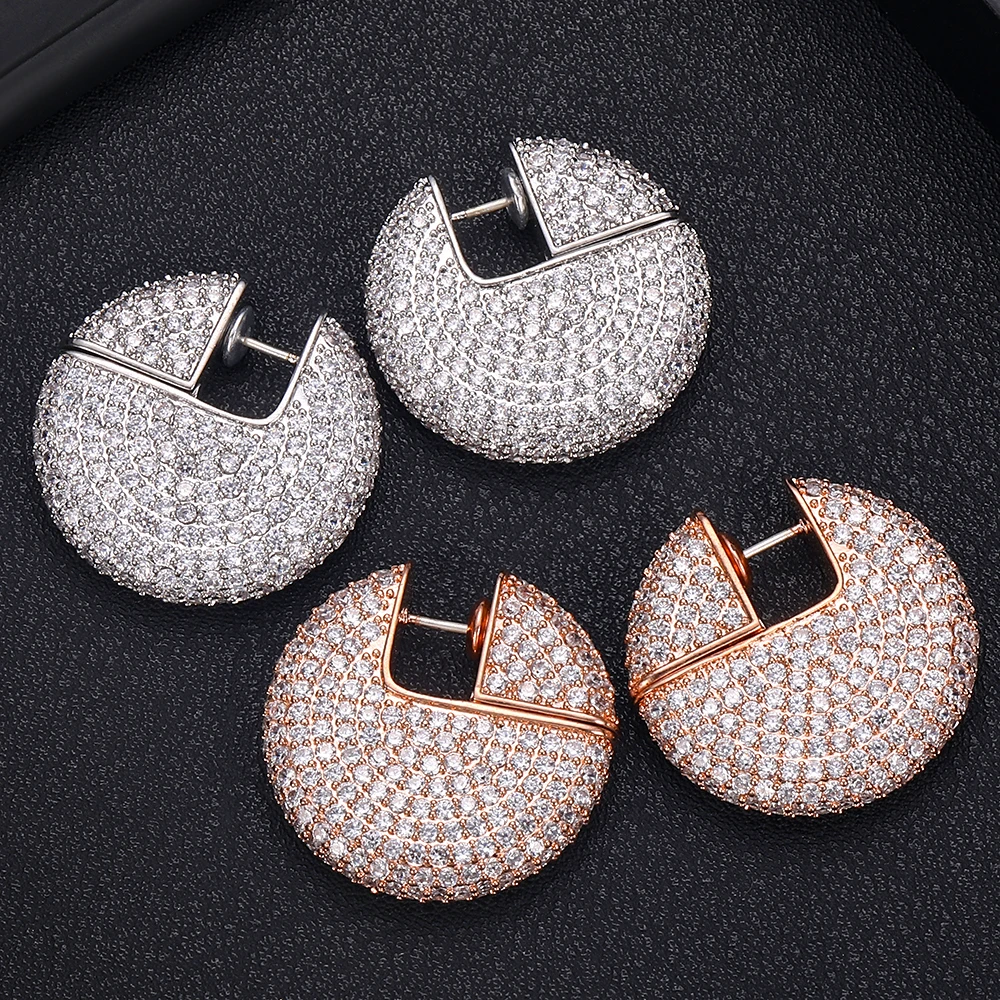 Janekelly элегантный и очаровательный круглый Форма Серьги гвоздики для женщин Цирконий высокого качества хрустальный пирсинг серьги ювелирные изделия