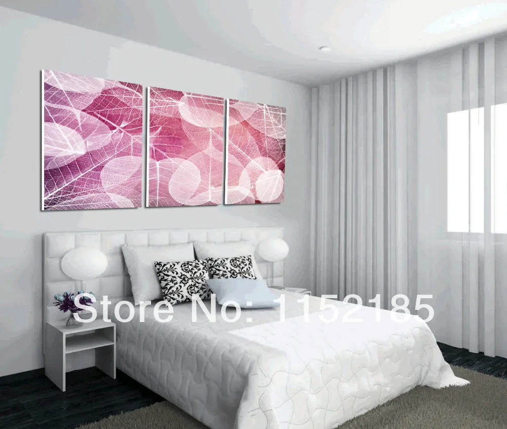 Red abstract still life canvas wall art paintings for bed room 3 piece