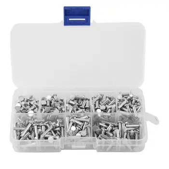 

400Pcs M3 Flat Head Aluminum Rivets Flat Head Solid Rivet 4mm-16mm Length rivets for leather remachadora Wholesale