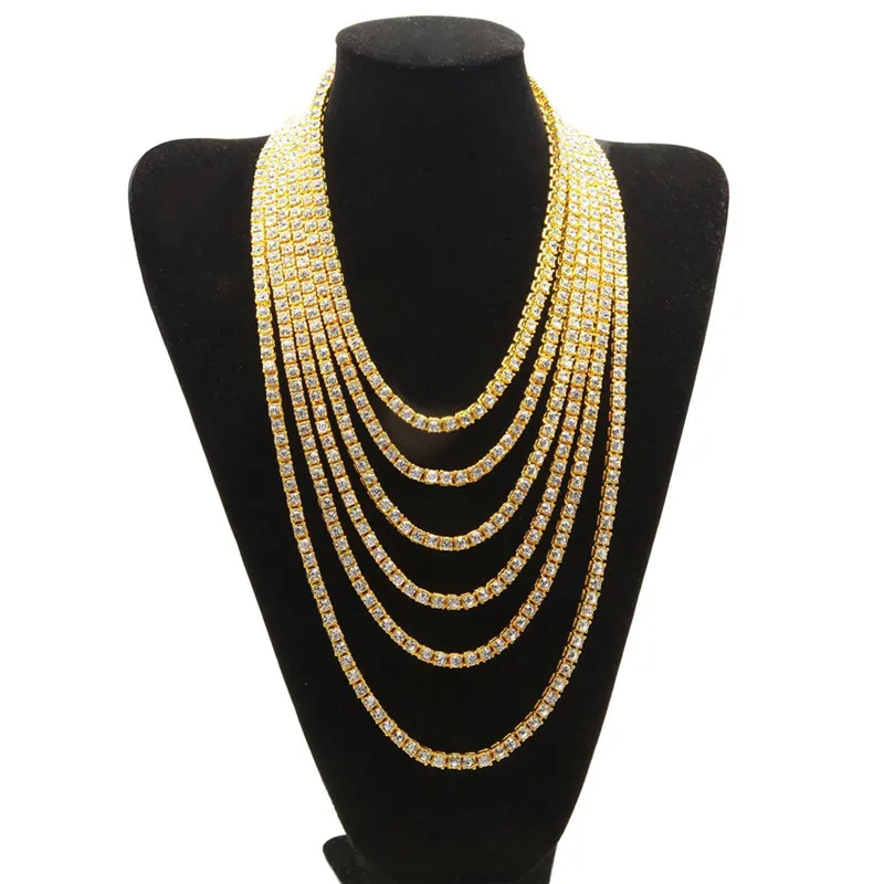 

ROXI Punk Men Necklace Hip Hop Iced Out Tennis Chain 1 Row Necklaces Women Statement Luxury Jewelry Gold Silver Long Necklace