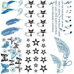 Rocoo Книги по искусству HC01-25 разноцветный перо звезды Орел крыло Временные татуировки Стикеры Для женщин тела Книги по искусству поддельные