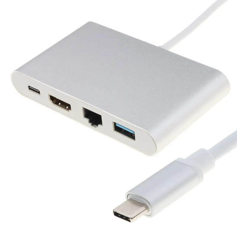 Kebidu USB C концентратор к HDMI 4K гигабитный Ethernet RJ45 порт USB 3,1 type C адаптер USB-C разветвитель концентратор для Macbook HDTV Chromebook