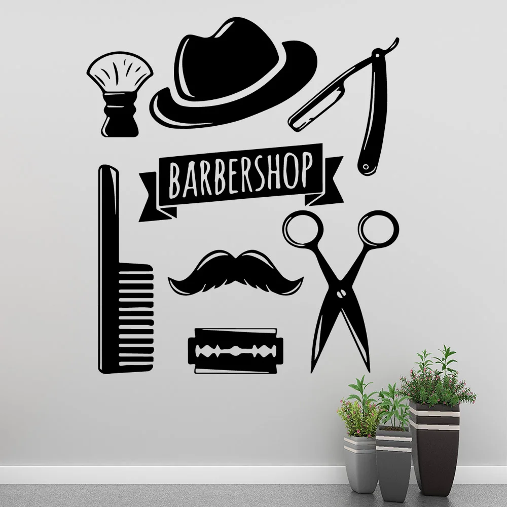 

Modern barber shop Wall Art Decal Decoration Fashion Sticker For Kids Room Living Room Home Decor Diy Pvc Home Decoration