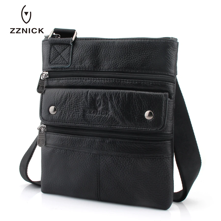  ZZNICK 2019 Genuine Leather Men Messenger Bag Hot Sale Male Small Man Fashion Crossbody Shoulder Ba - 32861331883