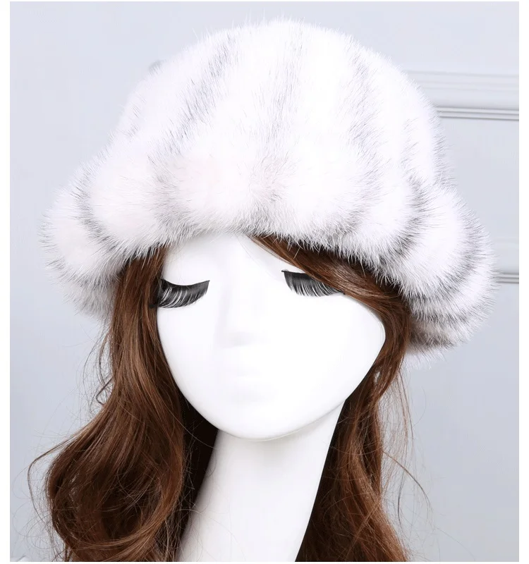 Женская шапка из натурального меха, шапки из натурального меха норки, теплые меховые шапки на осень и зиму, бежевые, черные, 5 цветов, женский модный подарок H128