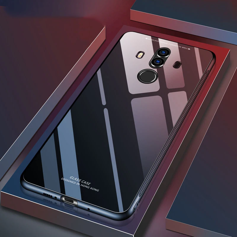 Для Huawei Mate 20 Lite чехол Роскошный Глянцевый закаленное стекло мягкая силиконовая