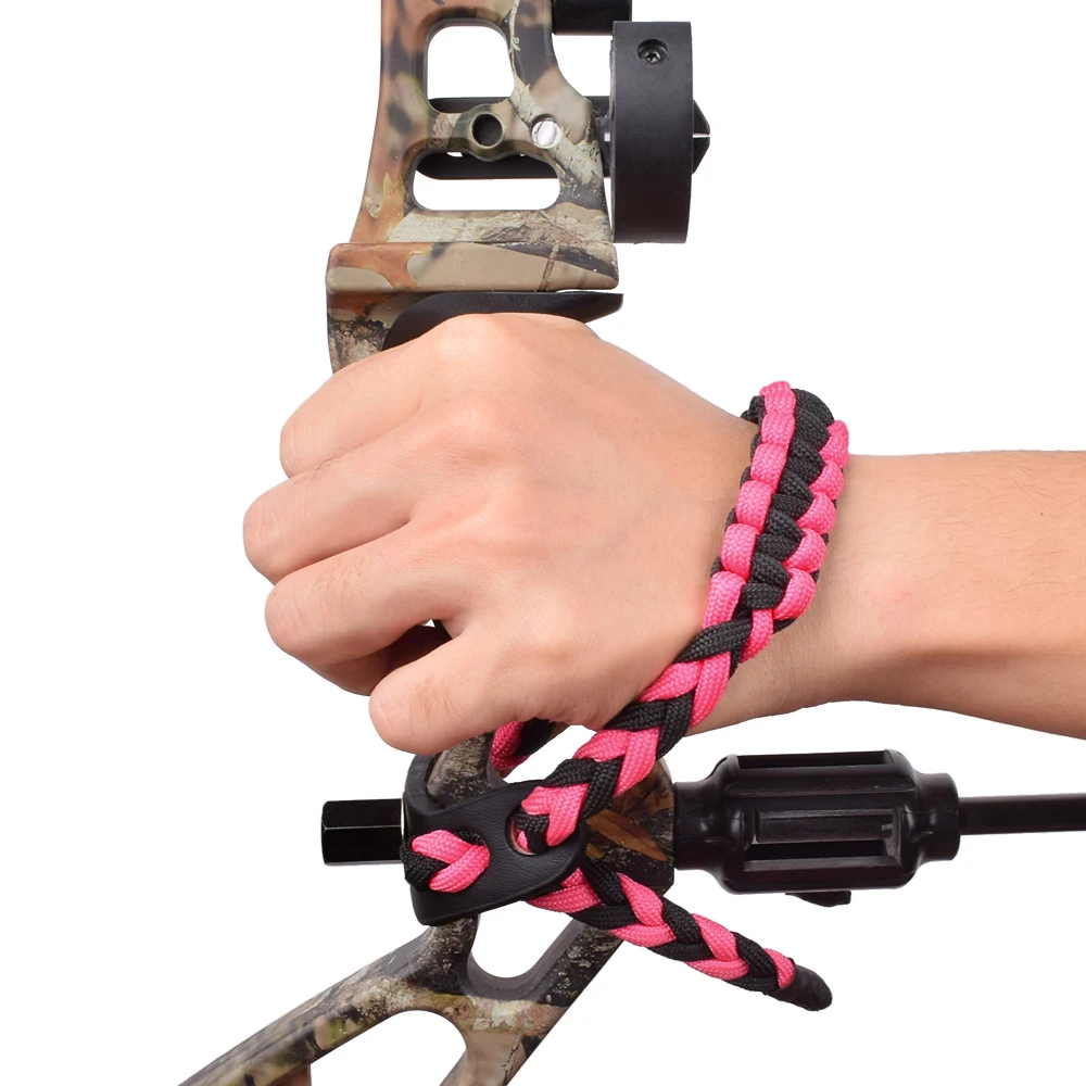 1Pc Black Pink Archery Bow Wrist Sling for Compound Bow Adjustable Weave Braided Cord Rope Hunting Free Shipping