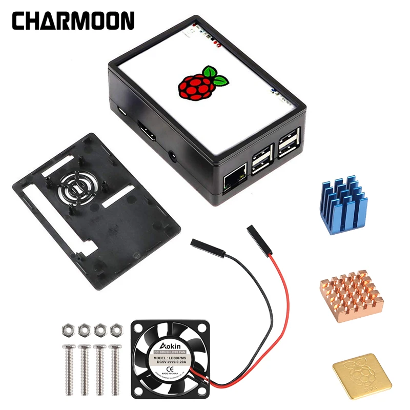 

For Raspberry Pi 3 3.5 inch Display Touch Screen + ABS Case + Fan + Heat sink for Raspberry Pi 3B+/ Raspberry Pi 3/RPI 3B +