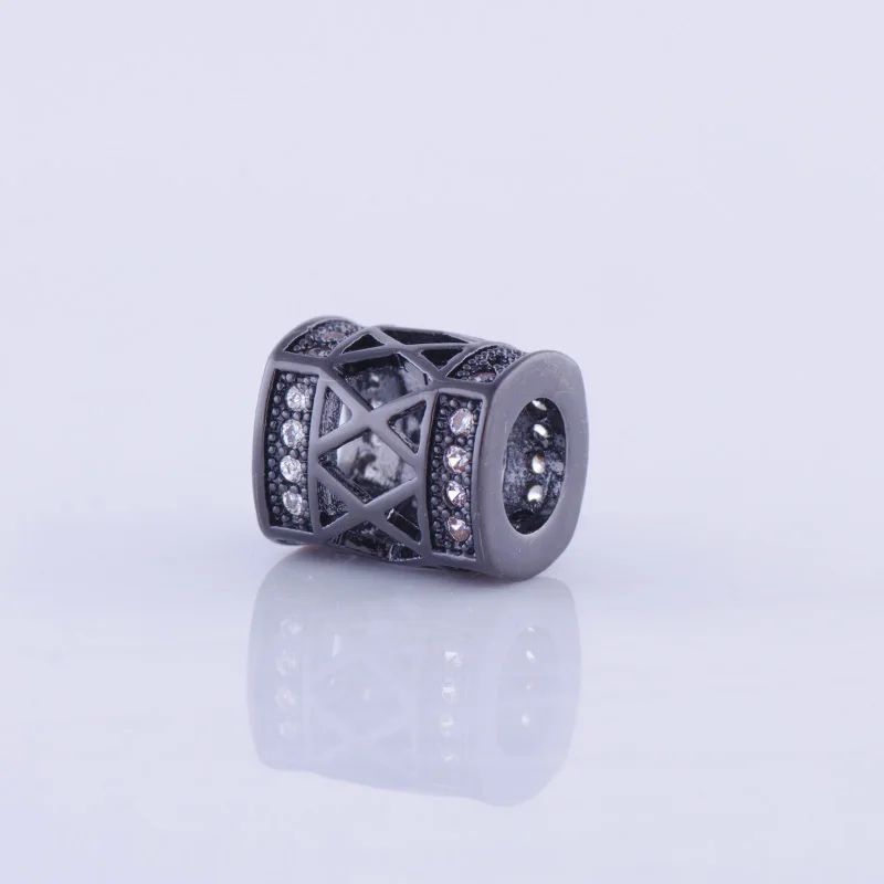 

perles en gros Micro Pave CZ Rhinestone Copper Bead For Jewelry Making Large Hole Hollow Beads DIY Bracelet Necklace Accessories