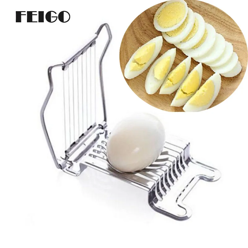 

FEIGO 1PC New Egg Slicer Cutter Stainless Steel Egg Slicer Multifunction Kitchen Egg Slicer Sectione Cutter Mold Edges Tool F486